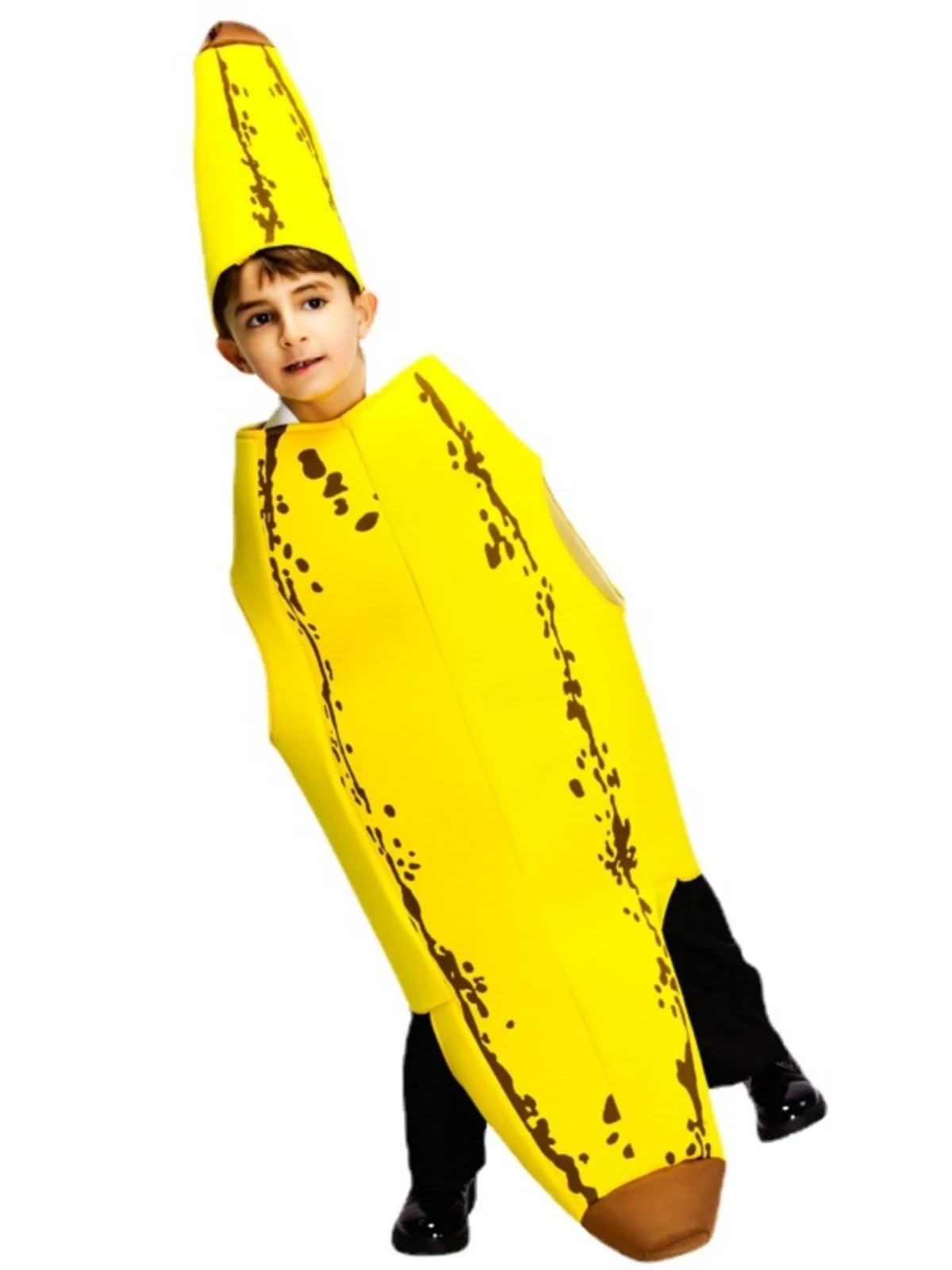 Funny Banana Cosplay Costume Parent-Child Performance Carnival Fruit Themed Par Outfit Polyester Material Stage Costume