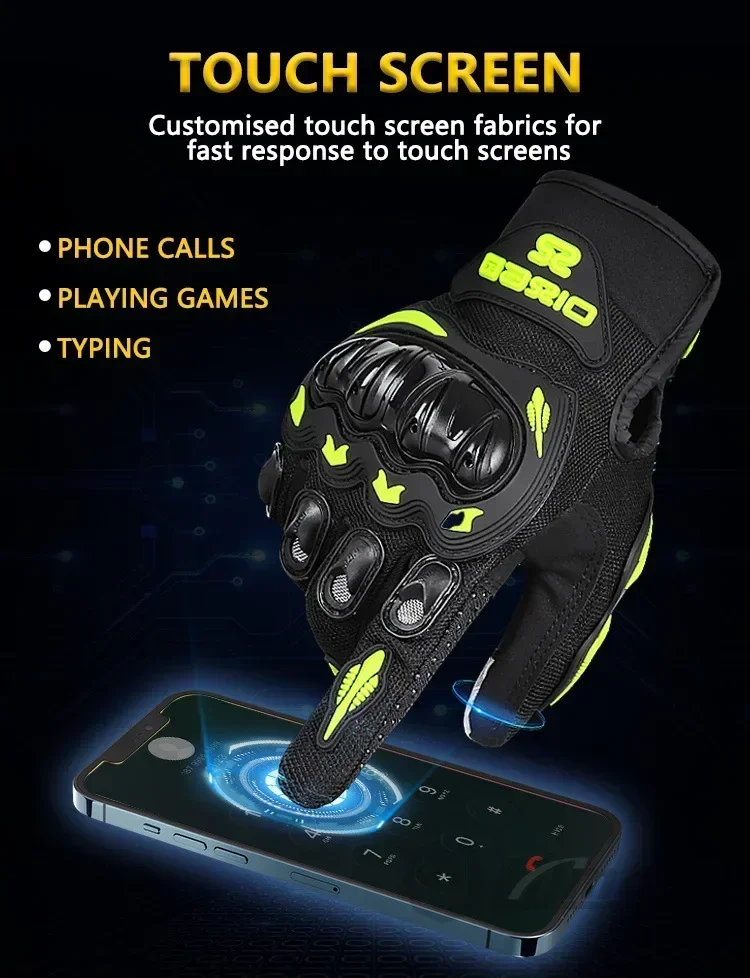Touchscreen-Motorradhandschuhe, atmungsaktives Mesh, Sommer-Motocross-Rennhandschuhe für Männer und Frauen – belüftet und leicht – Detail 6