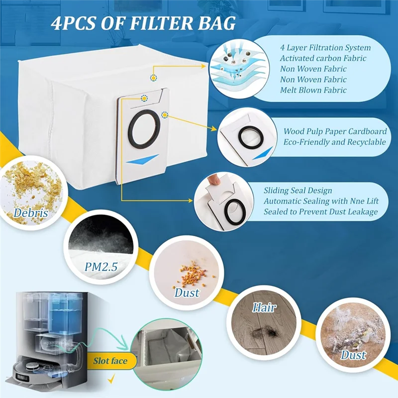 

A98I-Accessories For Ecovacs Deebot T20 Omni / T20e Omni Robot Vacuum Cleaner Main Side Brush Hepa Filters Mop Bags