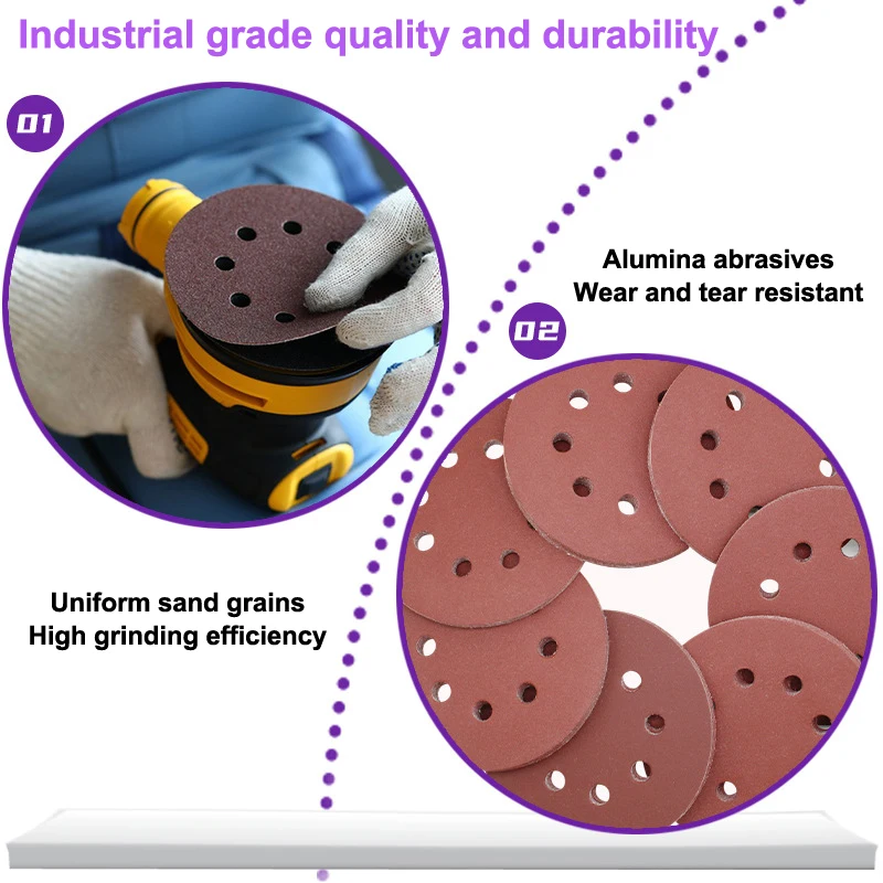

10 шт., 5 дюймов, 8 отверстий, шлифовальные диски из глинозема, шлифовальная подушечка, шлифовальный лист, наждачная бумага, абразивный инструмент для полировки металла, дерева