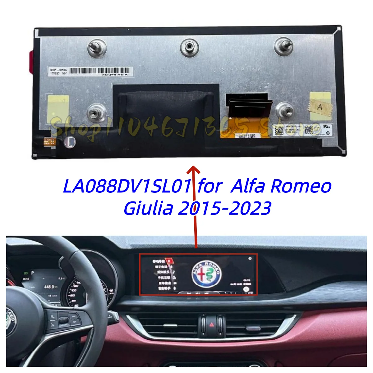 LA088DV1SL01 LA088DV1-SL01 8.8 Inch LCD Display Screen for Alfa Romeo Giulia 2015-2023  Car GPS Navigation