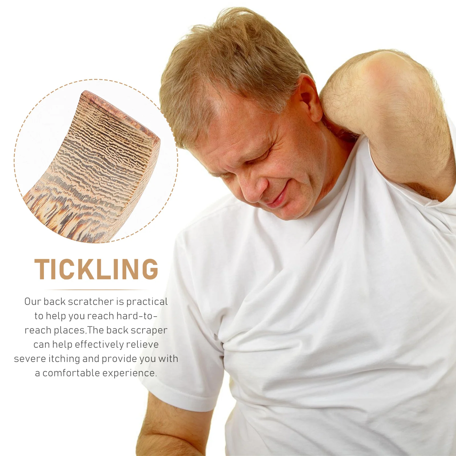 

2Pcs Back Scratcher Long Handle Itching Assistant Body Itch Relief Tool Comfortable Smooth Wood Massager Back Scratcher