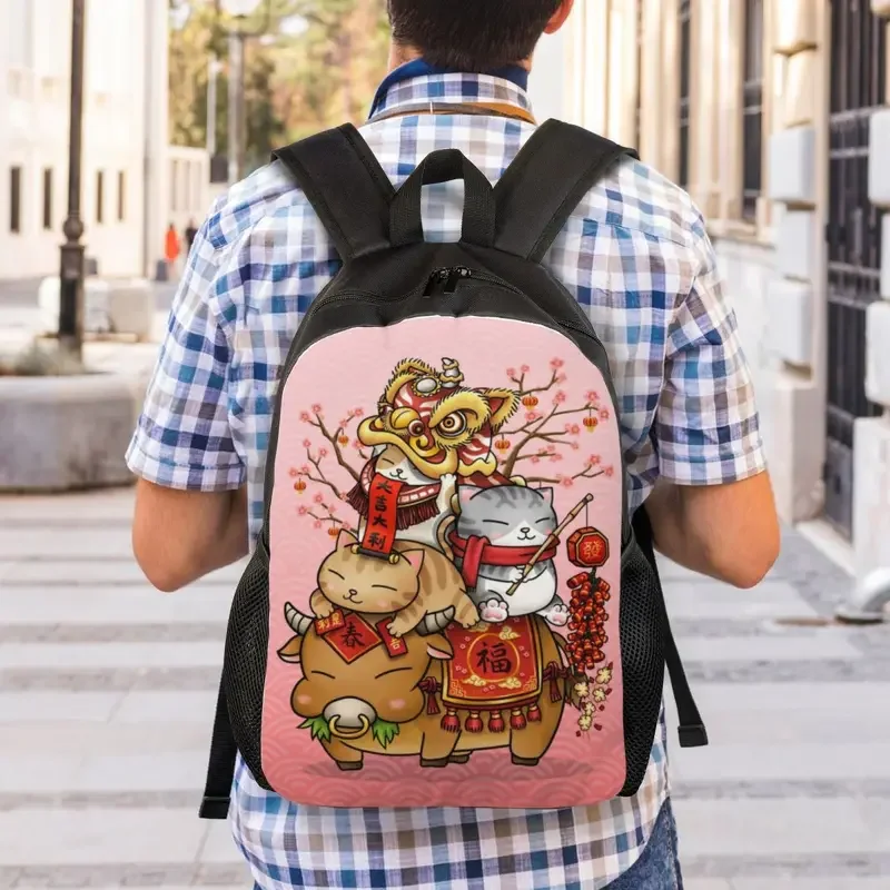 Lucky Cat Revolution-mochila resistente al agua para hombre y mujer, bolsa de libros con estampado japonés Maneki Neko, Escuela Universitaria