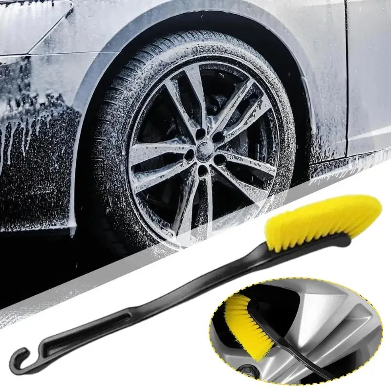 1pc Car Wheel Tire Rim Brush Curved Head Flexible Truck Wheel Hub Wash Detail Deep Cleaning Brushes Cleaner Hand Tools