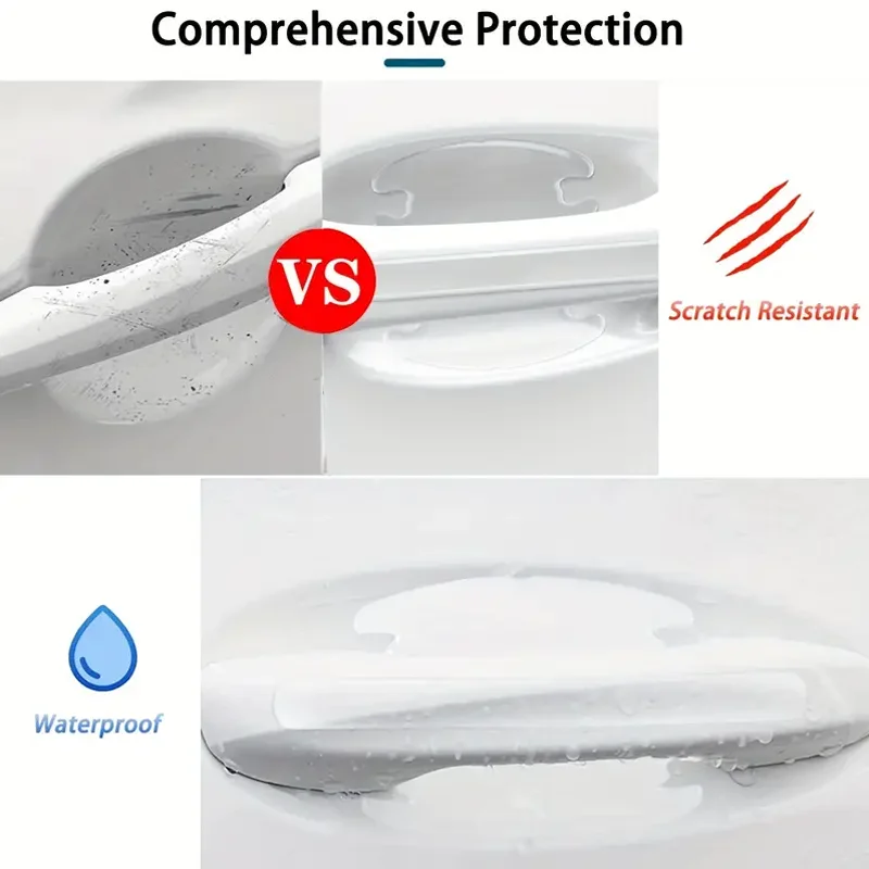 8PCS door handle sticker, scratch-proof car door protective sticker, door bowl protective film
