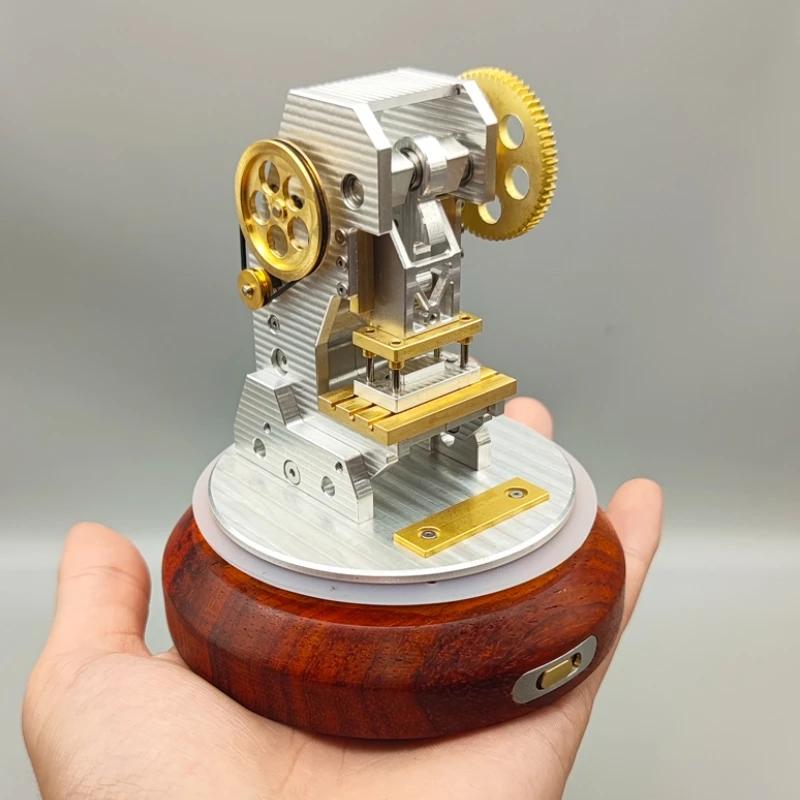 

Brass Mini Mechanical Punching Machine Model Stamping Punch Machine Movable Crafts Experimental Model Collection Ornaments Toy