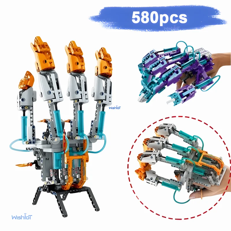 MOC Mechanical Gloves Hydraulic Power Building Blocks Wearable Technology Hand Gauntlet Boys DIY Model Bricks Toy Christmas Gift