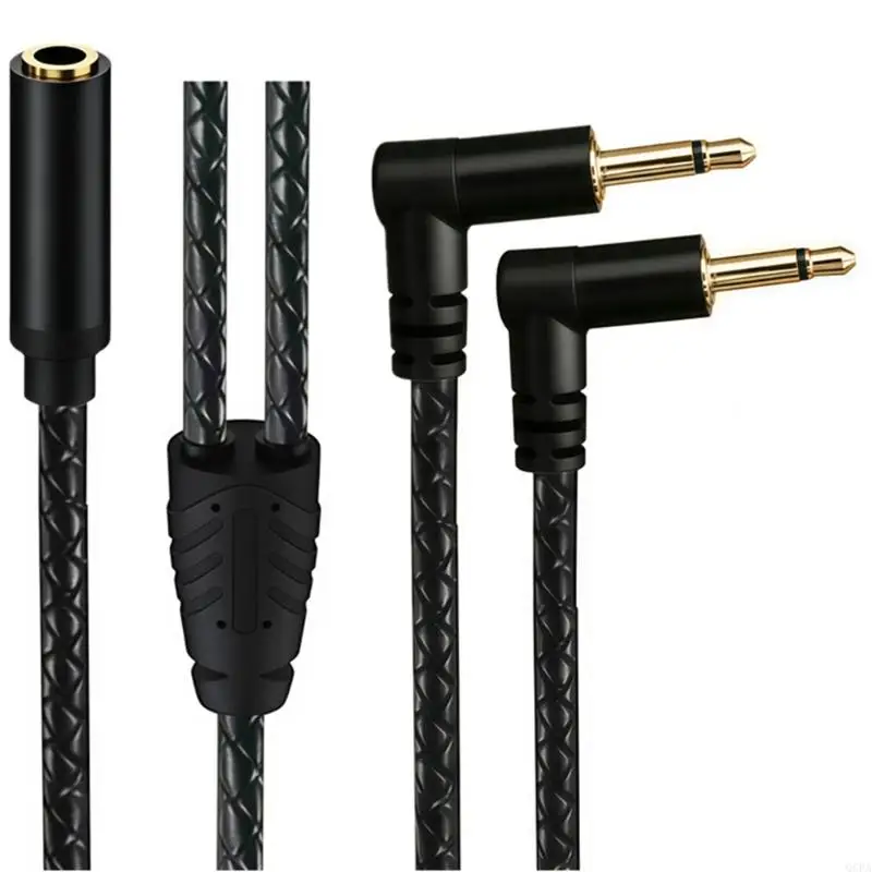 Q6PA Monitoring Headphone Cord, 3.5 MM Single-Channel 30 Y Branch with Textured Cover for Close Equipment Routing