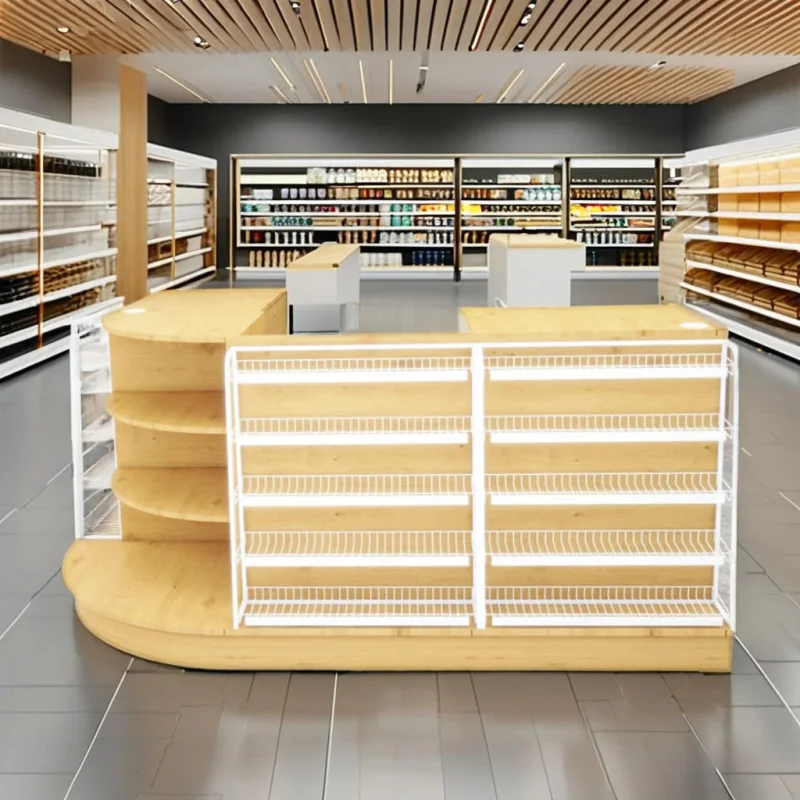 custom.Hongbai Heavy Duty Wood Storage Cabinet Convenience Checkout & Alcohol Supermarket Use