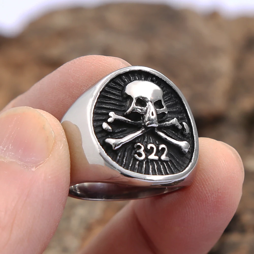 

Vintage Stainless Steel Skull With 322 Number Rings For Men Boy Death Fashion Skull Rings Punk Fashion Jewelry Gift Wholesale