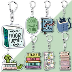 Funny Book Worms Keychains Keyring for Accessories Woman Bag Library Club Book Lover Pendant Keyring Jewelry Fans
