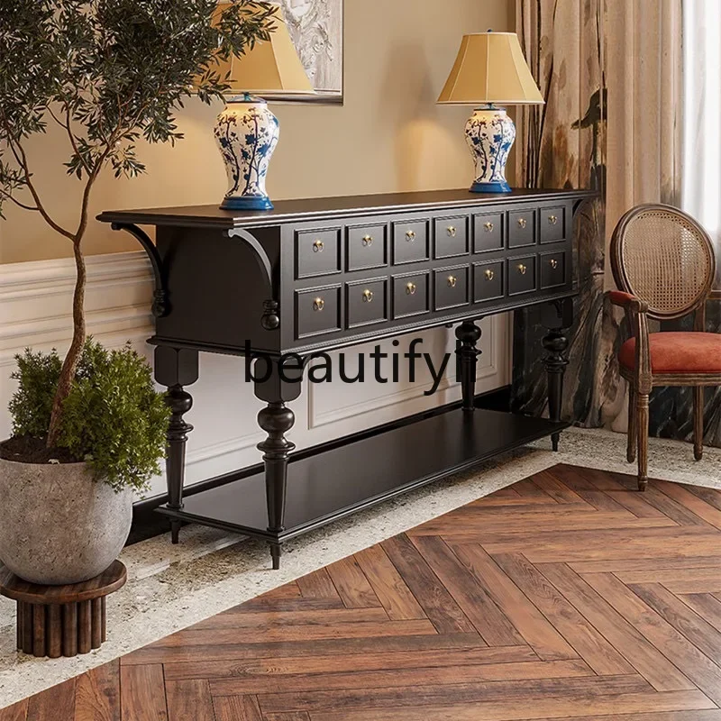 

French retro entrance table neoclassical decorative cabinet, drawer and chest cabinet07A