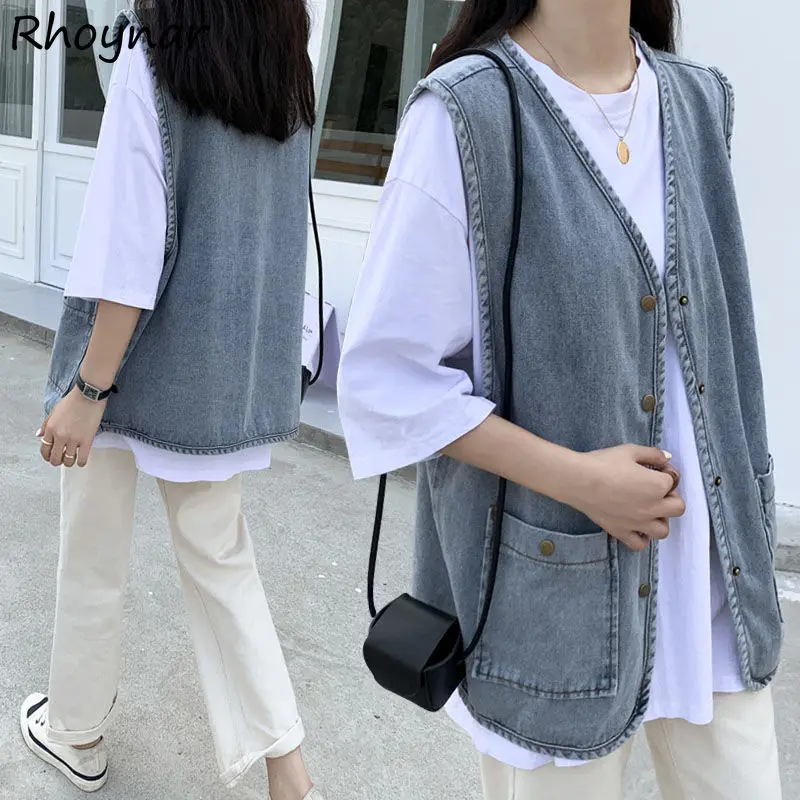 

Жилеты женские универсальные с простыми карманами корейская мода уютные свободные однотонные ретро студенческие для отдыха Ulzzang Лидер продаж Топ Женский весенний