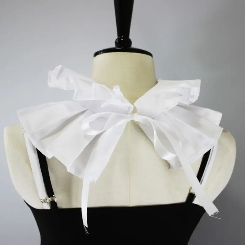 S1Y1 Womens Vintage Renaissance Cotton Ruffle Fake Collar Victorian White Neck Ruff