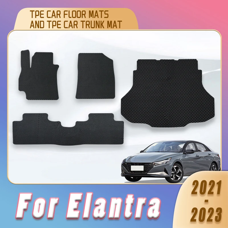 

Автомобильные коврики TPE, коврики в багажник для Hyundai Elantra 2021 2022 2023, аксессуары для интерьера, коврики для ног, задние накладки, водонепроницаемые чехлы