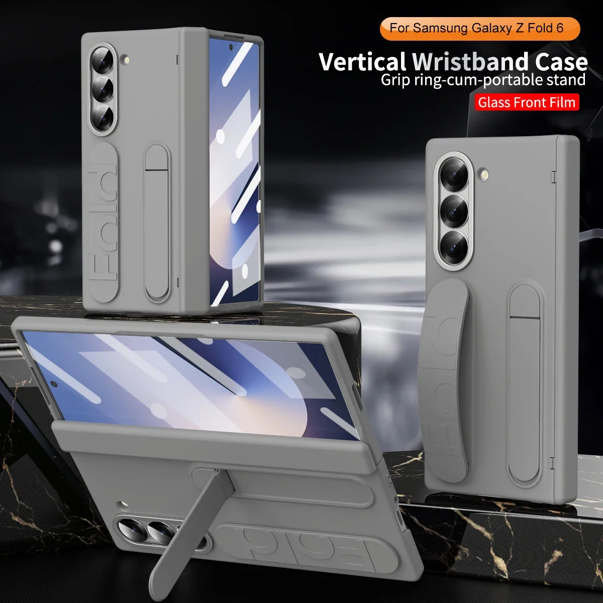 

Matte Kickstand Holder Bracket Band Grip Case For Samsung Galaxy Z Fold 6 5 ZFold6 Flip Hinge Armor PC Cover 9H Glass Protector