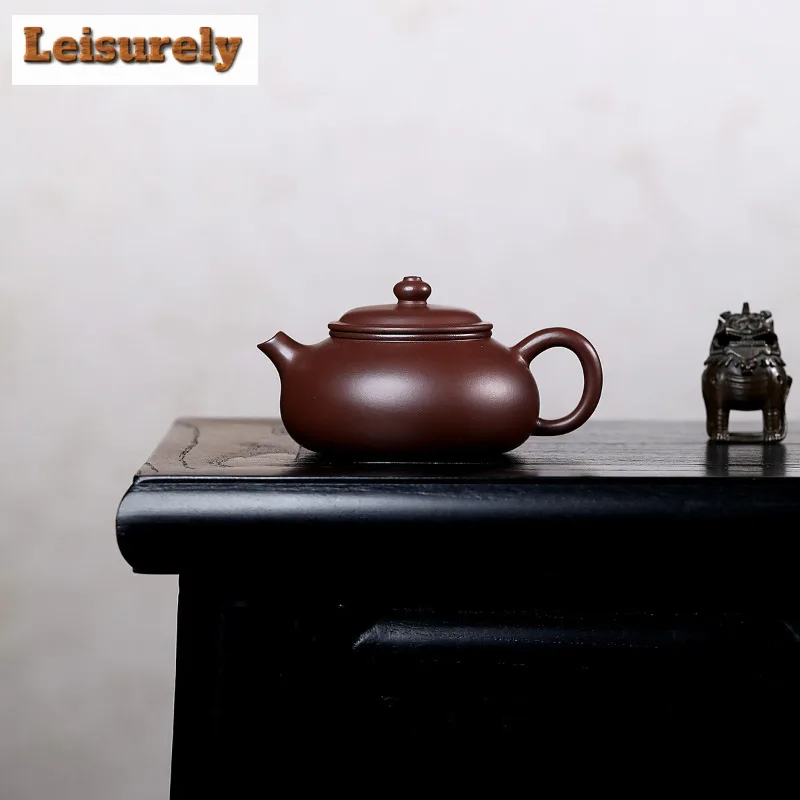 

200ml Handmade Yixing Purple Clay Teapots Handmade Han Jiang Pot Raw Ore Purple Mud Kettle With Strainer Zisha Tea Set Tea Gift