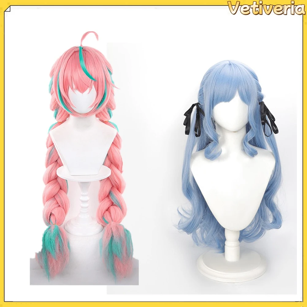 

Varesa Pink Cyan Wigs Genshin Impact Wig Headwear Heat Resistant Synthetic Hair Outfits Halloween Carnival Cosplay Accessories