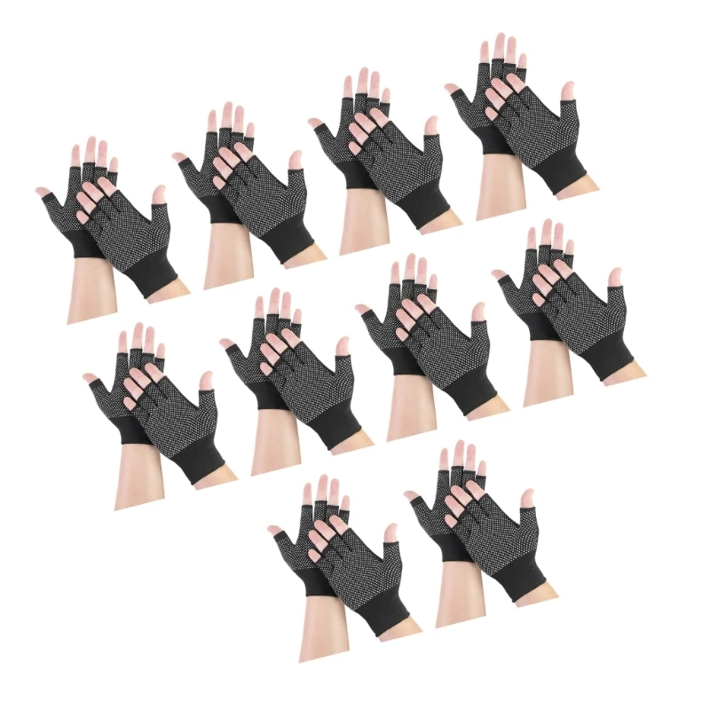 Pack of 10 Protective Fingerless Gloves Nylon Material Ventilated for Operations 77JC
