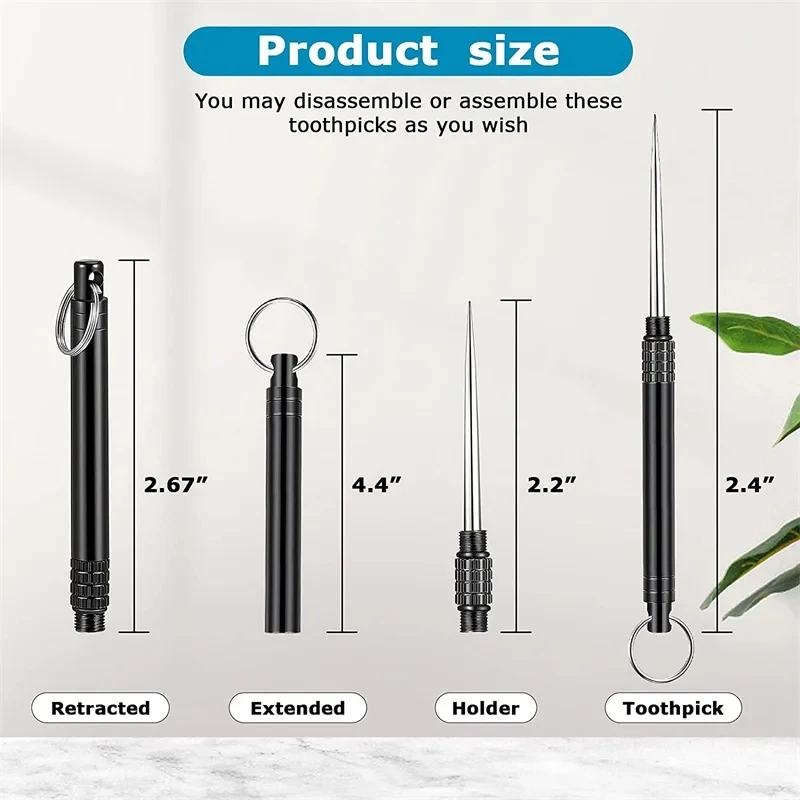 Portable toothpick Titanium outdoor edc bottle fruit Fork Camping Tool Toothpick Tube Stronger Than Dental Floss