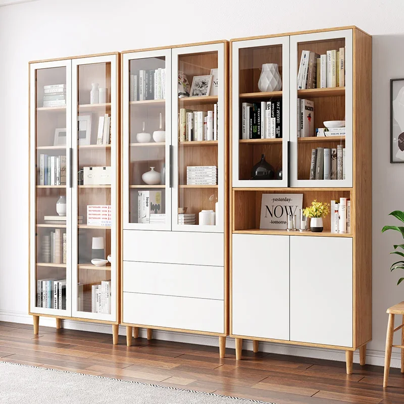 

Free Combined Bookcase Study Cabinet Multi-Functional Storage Small Apartment Combination Glass Door Storage Cabinet