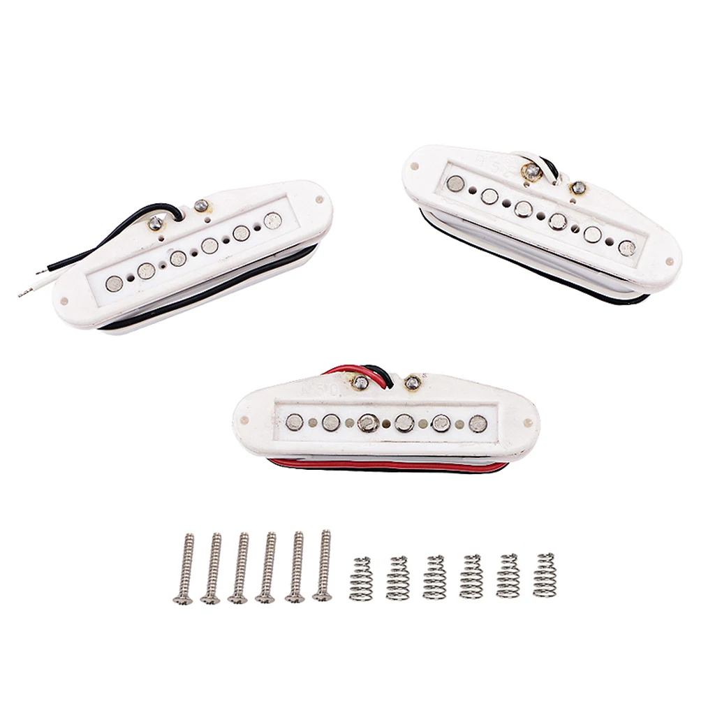 White Guitar Alnico V Single Coil Pickups Set SSS 3PCS Electric Guitar Pickups with Springs  Guitar Parts