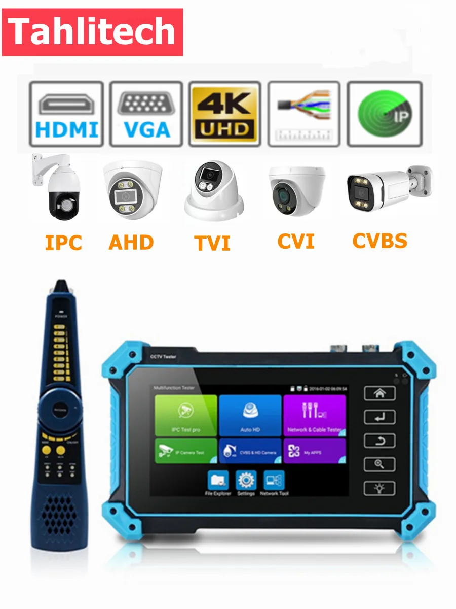 

IPC Tester CCTV Tester For AHD CVI TV SDI Camera Testing 4K IP Camera Tester PoE Onvif VGA HDMI Power Input UTP PTZCCTV Tester