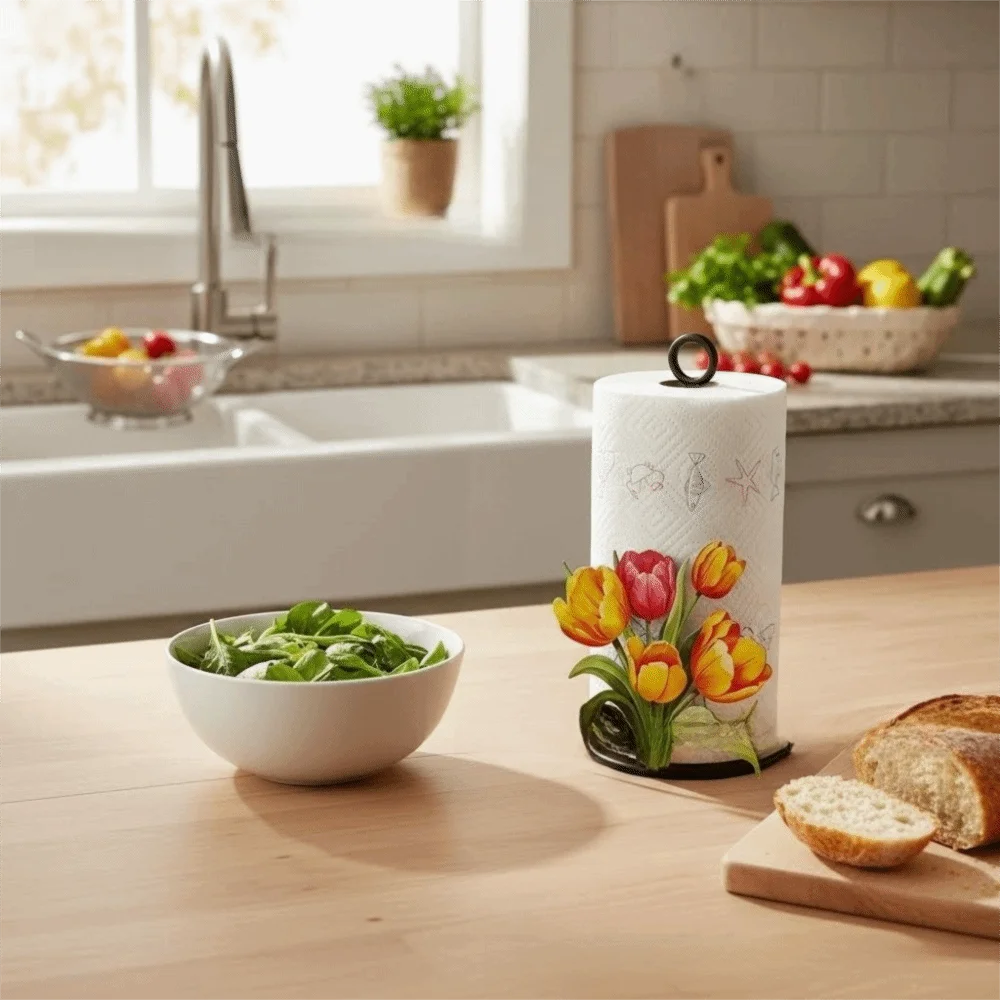 

Держатель для салфеток из чугуна в форме тюльпана, без необходимости сверления, для поверхностного монтажа, праздничное украшение