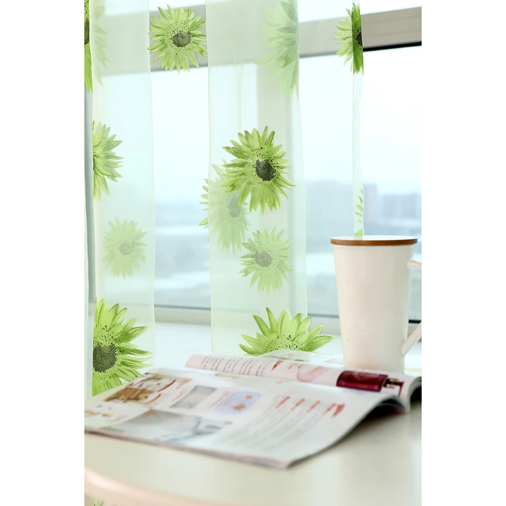 

Green Curtains Window Sheer Transparent Decor Hall Kitchen Bedroom Living Room Window Sheer Privacy Durability