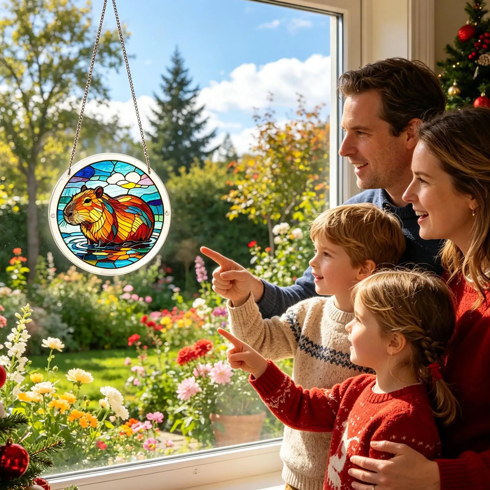 Sun Catcher Ornaments Fade-Resistant Colorful 2D Acrylic Pendant Window Decor Puzzle Ornament For Bedroom Living Room