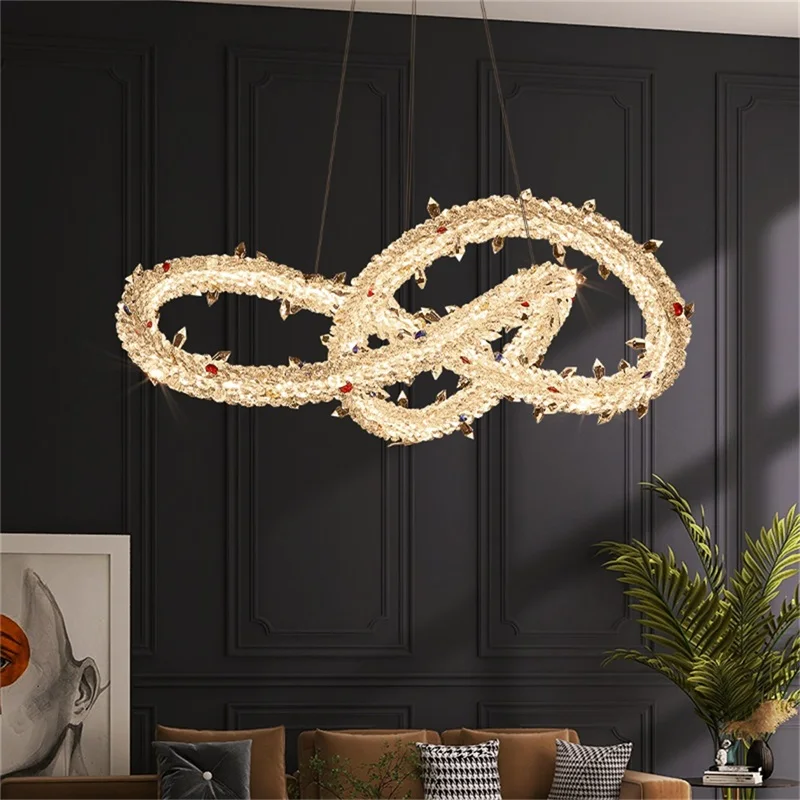 TYLA Luminária pendente moderna criativa dourada lustre de luxo LED luminárias de cristal para sala de estar e quarto