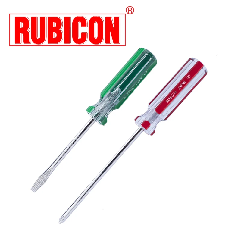 Japan Rubicon Phillips PH2 Slotted 6.0mm Screwdriver NO.107 Type 75/100/125/150/200mm with Magnetic Long Color Strip Driver