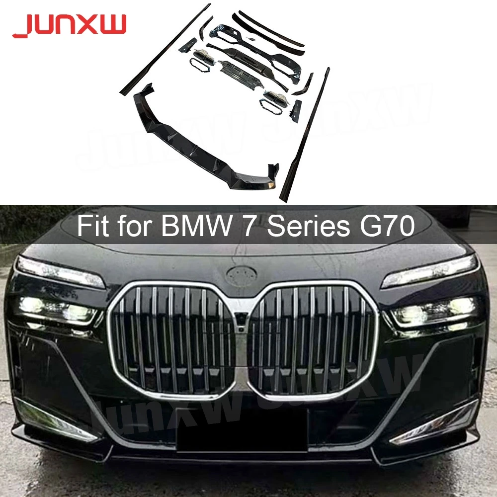 

ABS Body Kits Three section Front Lip Rear Lip Top Wing Tail Wing Side Skirt Black Throat for BMW 7 Series G70 Sport 2023+