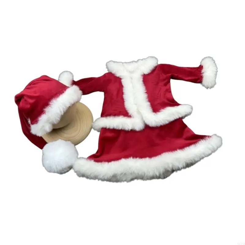 زي التقاط الصور لعيد الميلاد للرضع مع قبعة بوليستر سريعة التغيير وإغلاق سريع