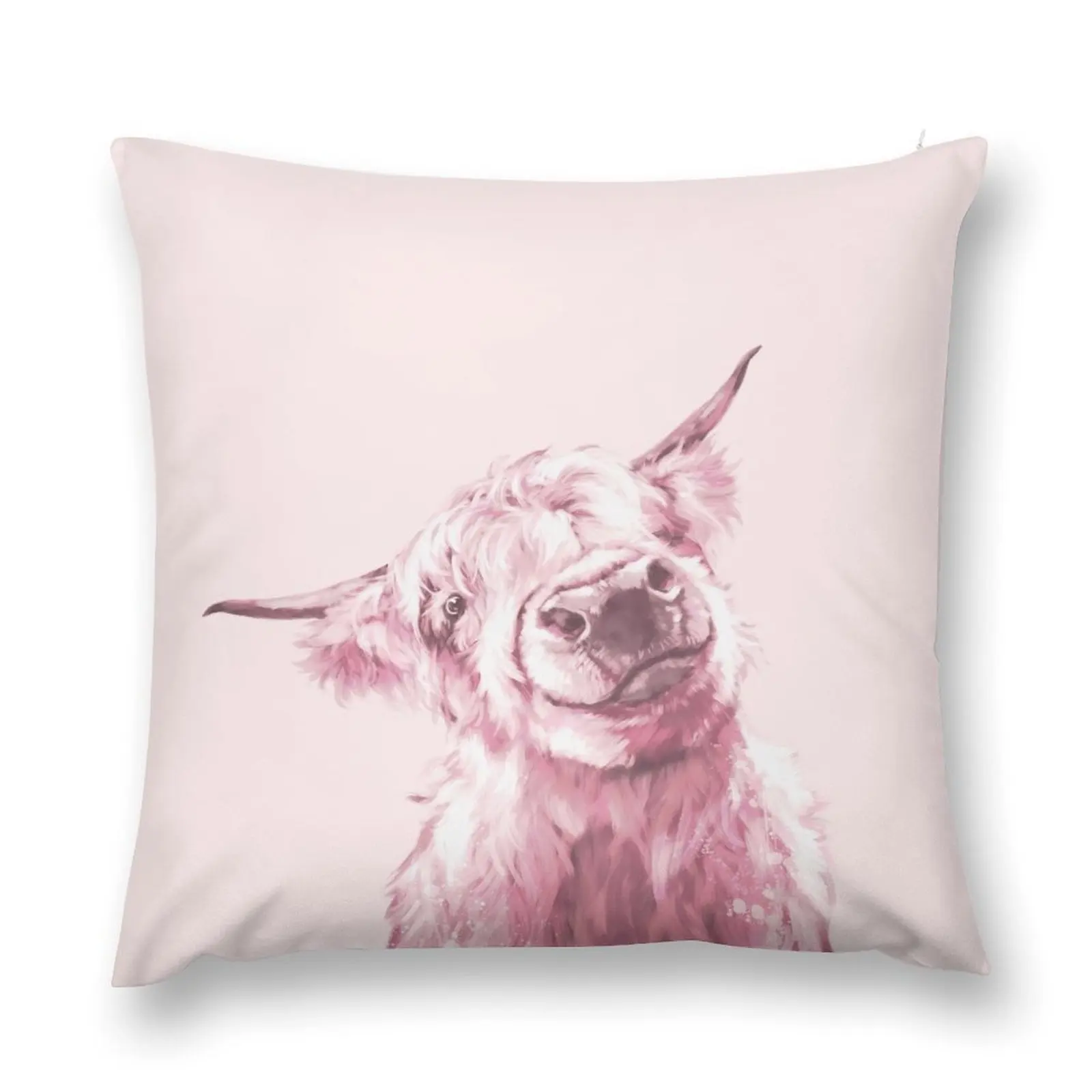 

Highland Cow in Pink Throw Pillow Pillowcase Cushion Decorative Cover For Living Room Sofa Pillow Cover Cushions pillow