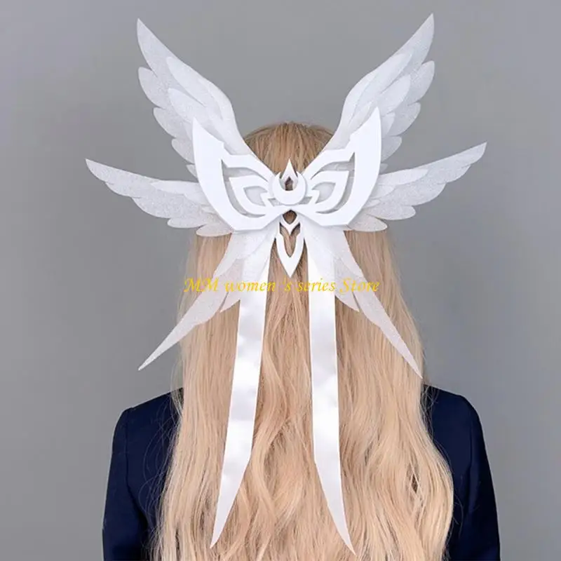Q39C Anime skrzydło spinka do włosów stylizacja nakrycie głowy Anime nakrycia głowy dla kobiet dziewczyna zdjęcie nosić