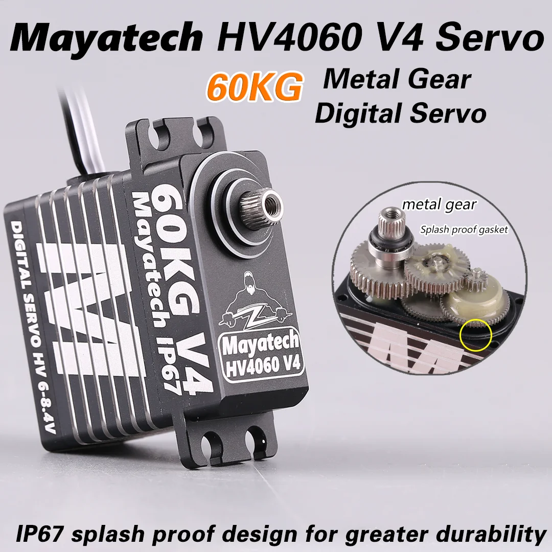 Mayatech HV4060 V4 ميتال جير سيرفو 60 كجم عزم دوران عالي الجهد نموذج مياه رقمي مضاد للرذاذ لألعاب RC HV4080 V4 80 كجم