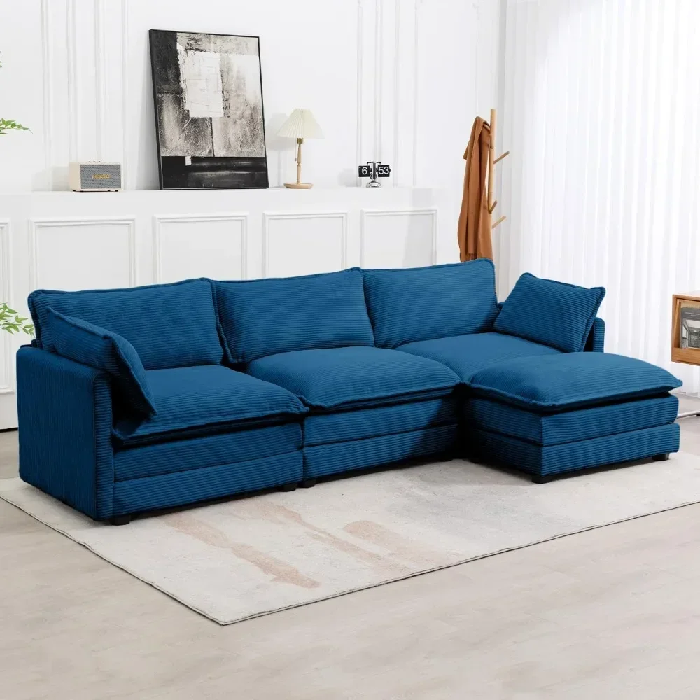 

Modular Sectional Couch, Wide Corduroy Sectional Sofa, Modern L Shaped Couch with Convertible Chaise, Sofa Set