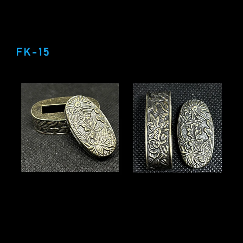 Hochwertige Legierung Katana Butt Cap Fuchi Kashira Griff Kragen für japanische Schwert Samurai Wakizashi Katanas Schwerter Armaturen – Detail 16
