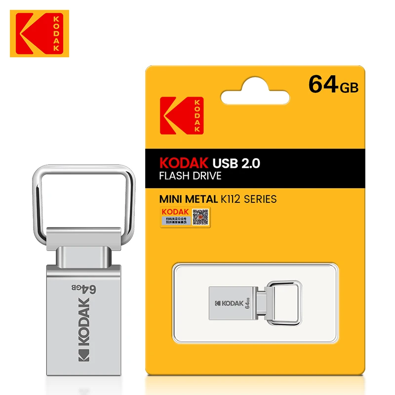 KODAK K112 USB 2.0 Super Mini Metal USB Flash Drive 64GB USB2.0 Disk Flash Pendrive Memory 64G Stick Pen Drive Car Key type-c