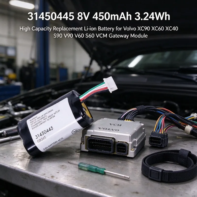 31450445 8V 450mAh 3.24Wh High Capacity Replacement Li-ion Battery for Volvo XC90 XC60 XC40 S90 V90 V60 S60 VCM Gateway Module