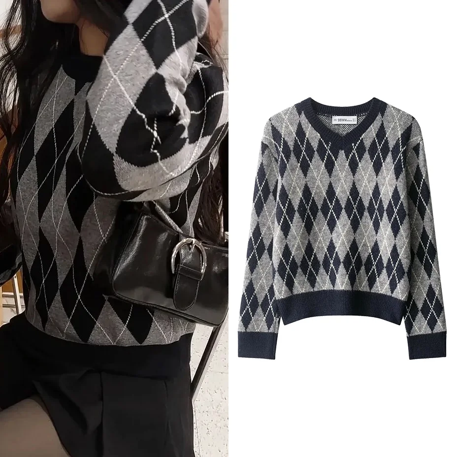 سترة نسائية محبوكة من EDSA بلوفرات برقبة دائرية وأكمام طويلة لخريف وشتاء ملابس علوية نسائية غير رسمية #1