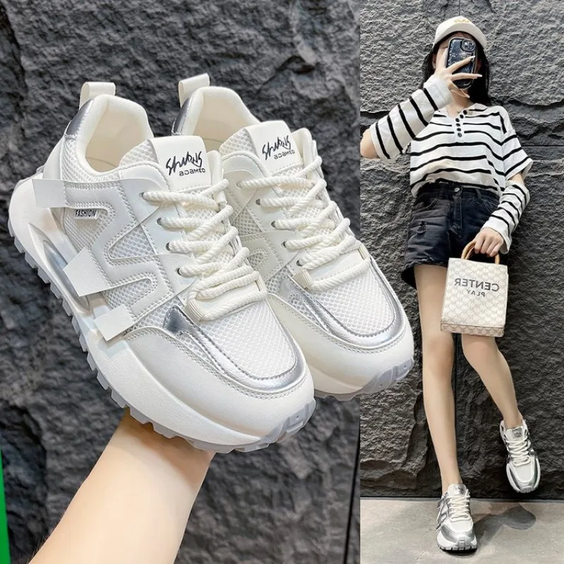 hot sale 2024 Female Sneakers Women flat pu leather Shoes for Woman Platform wedge comfy Fashion jogging shoes zapatos de mujer