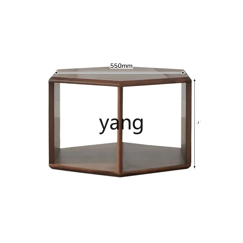 LTT black walnut solid wood coffee table household living room coffee table multi-functional simple sofa side table