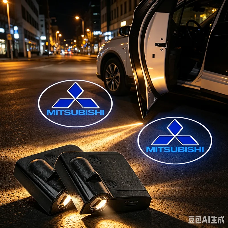 Lampes de projecteur LED pour porte de voiture, 2 pièces, capuchons de lumière de bienvenue pour Mitsubishi Lancer Lancer ASX Outlander 2 3 Pajero Mirage exzos Pajero 4
