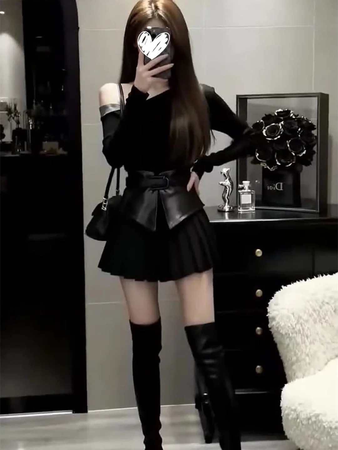 

Элегантное вязаное платье А-силуэта с длинным рукавом для женщин, осенне-зимняя новинка, с поясом, стройнящее, в корейском стиле, для офиса