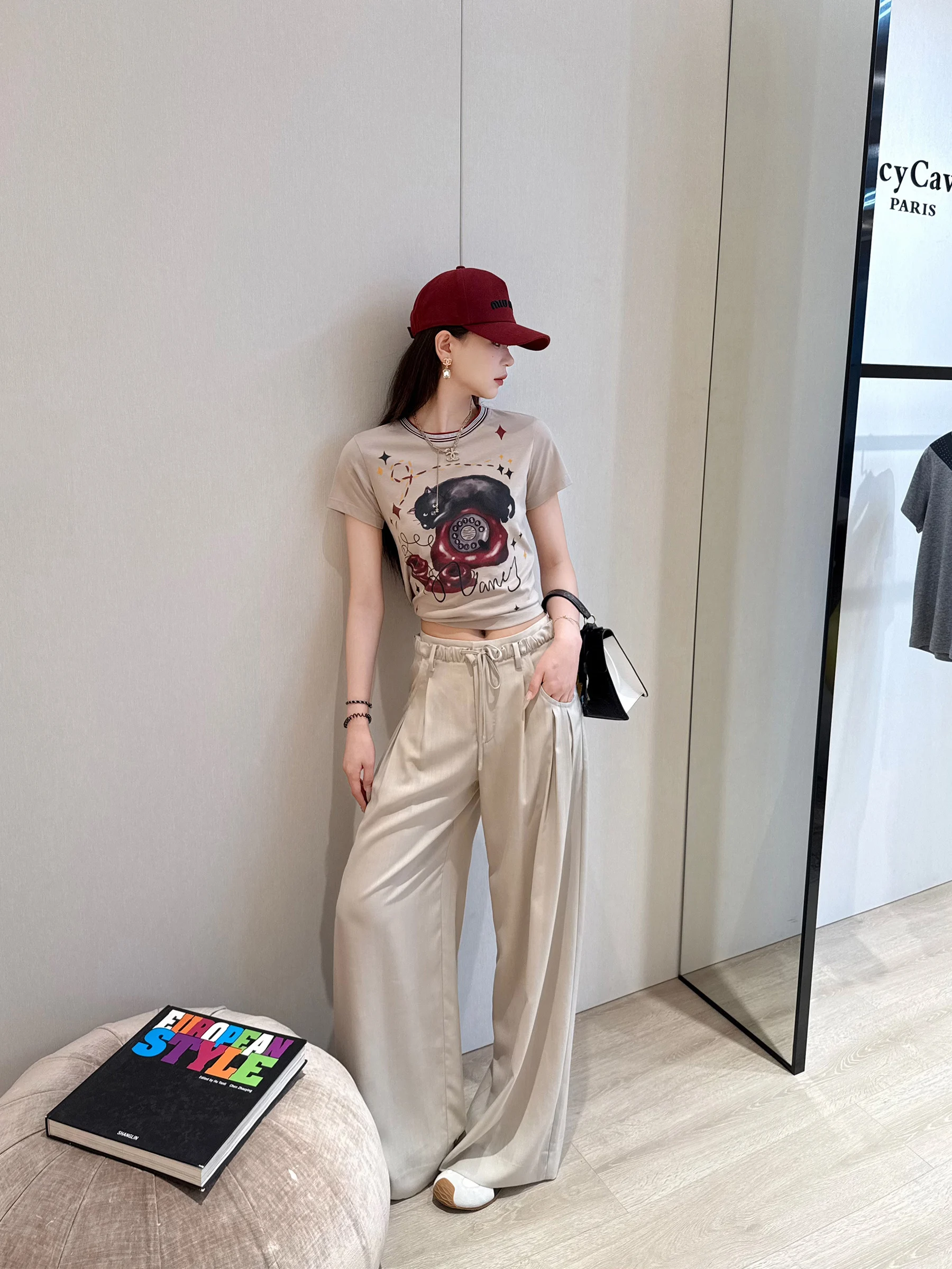 

Широкие брюки NancyCavally L-Silk из льна с высокой талией, на шнурке, плиссированные, повседневные, в уличном стиле, длинные, для женщин