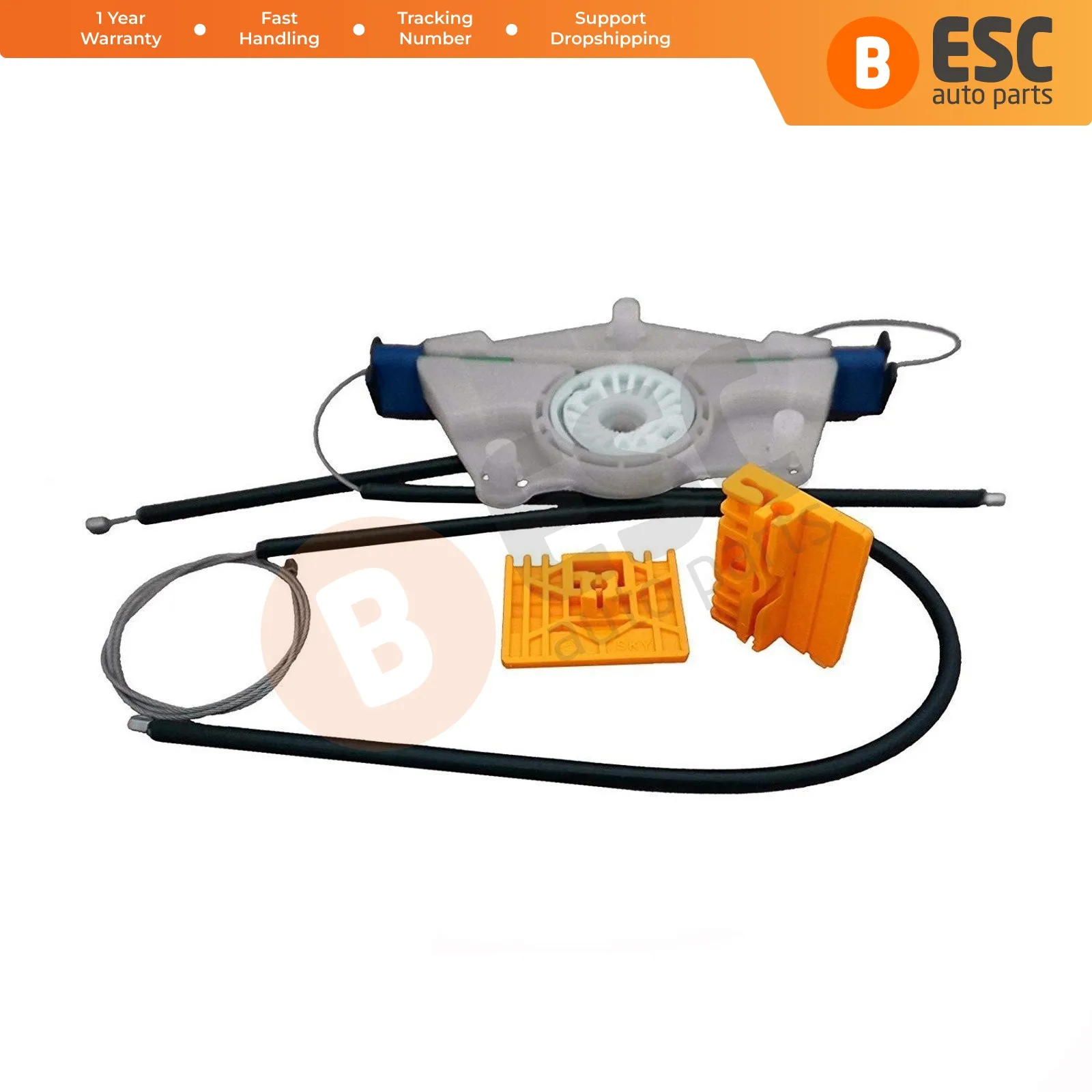 

ESC EWR5065 Electrical Power Window Regulator Repair Kit Rear Right Side Door 7L0839462D for VW Touareg 7L Porsche Cayenne 955