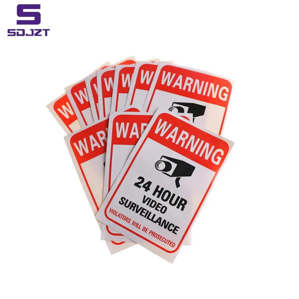 

5Pcs/lot 24H Video Camera System Warning Sign Wall Sticker Decal Surveillance Monitor Decal Public Area Security