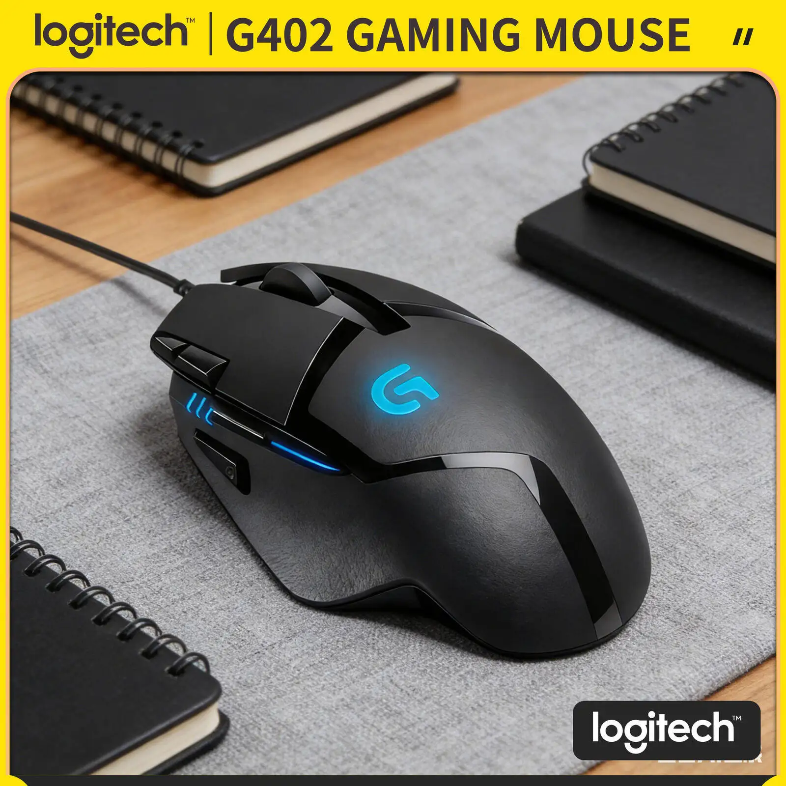 

Игровая мышь Logitech G402 проводная, 8 программируемых кнопок, отслеживание 500 IPS, 4 уровня DPI, отклик 1 мс, антискользящее покрытие, для игр и офиса